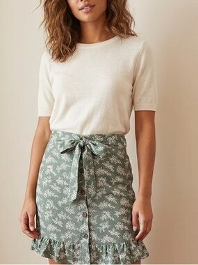 Brave Soul Floral Button-Front Skirt